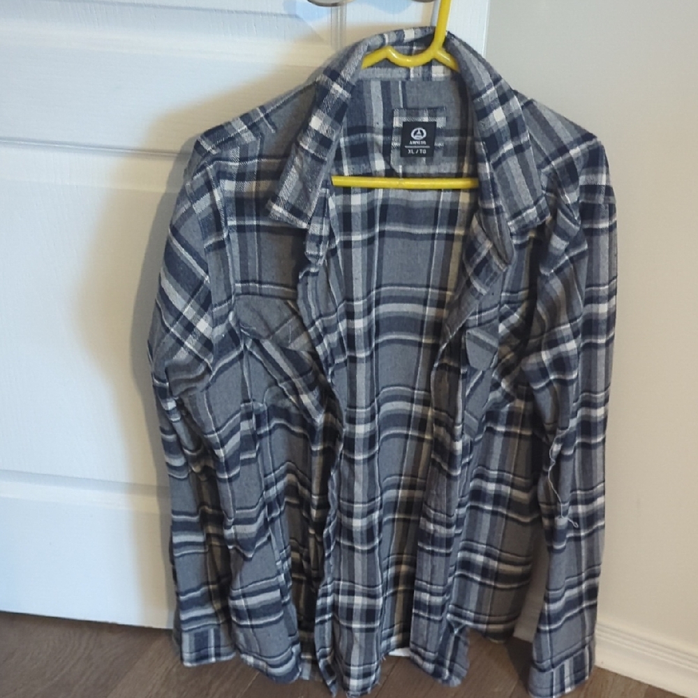 Blue and White Plaid Shirt-size XL